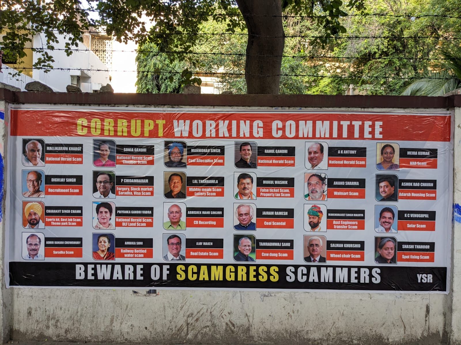 Beware of scamgress scammers, Corrupt Working Committee posters come up in Hyderabad as Congress holds CWC 'Beware of scamgress scammers' poster. (Supplied)