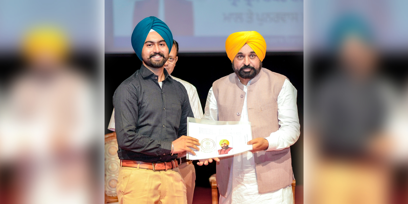 Bhagwath Mann giving away appointment letters to newly appointed patwaris