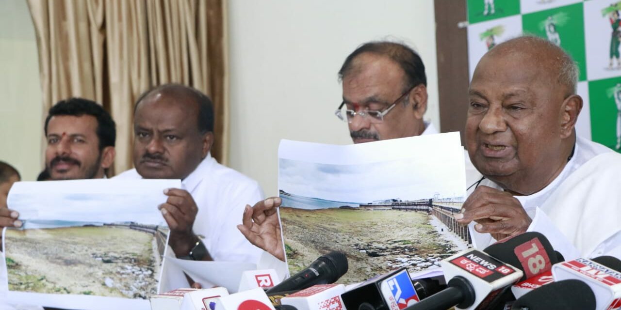 HD Deva Gowda & HD Kumaraswamy at a press conference in Bengaluru HD Deva Gowda and HD Kumaraswamy at a press conference in Bengaluru
