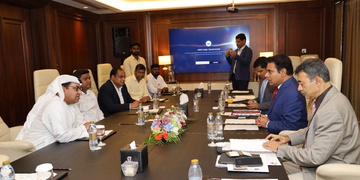 KTR meets UAE officials KTR meets UAE officials to ask for the release of 5 Telangana men from a Dubai jail.