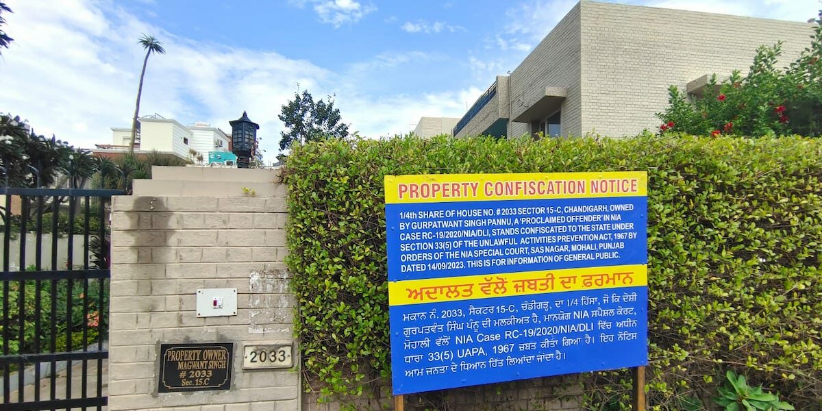 NIA notice outside Pannun’s house in Chandigarh. (Supplied) NIA notice outside Pannun's house in Chandigarh. (Supplied)