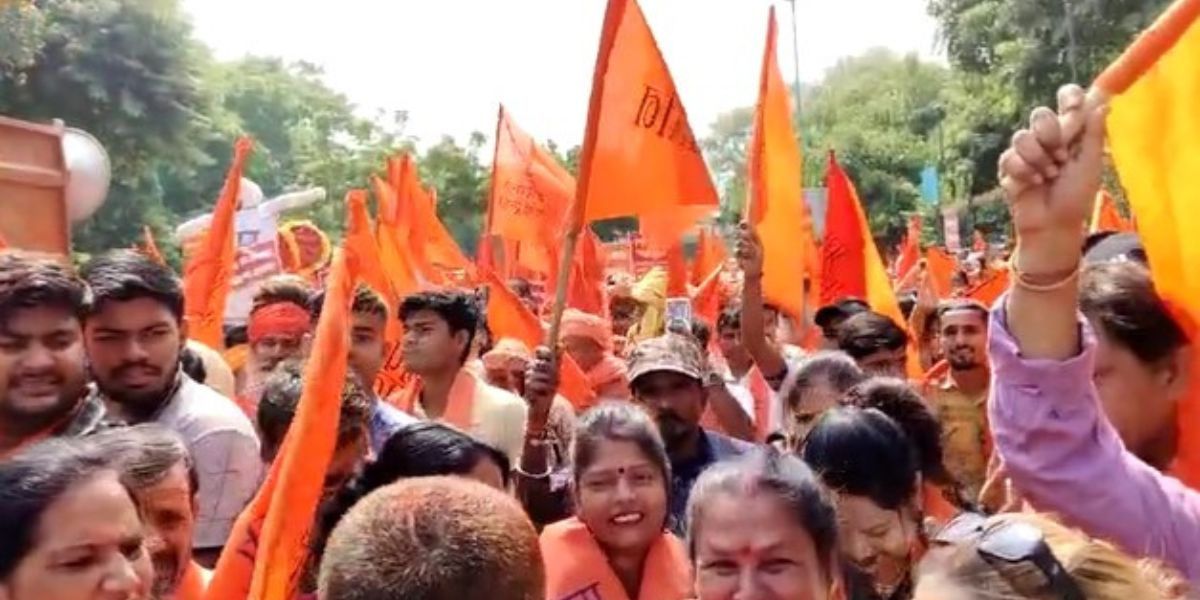 Protest held in Delhi against Udhayanidhi’s remark. Sanatana Dharma protest Delhi