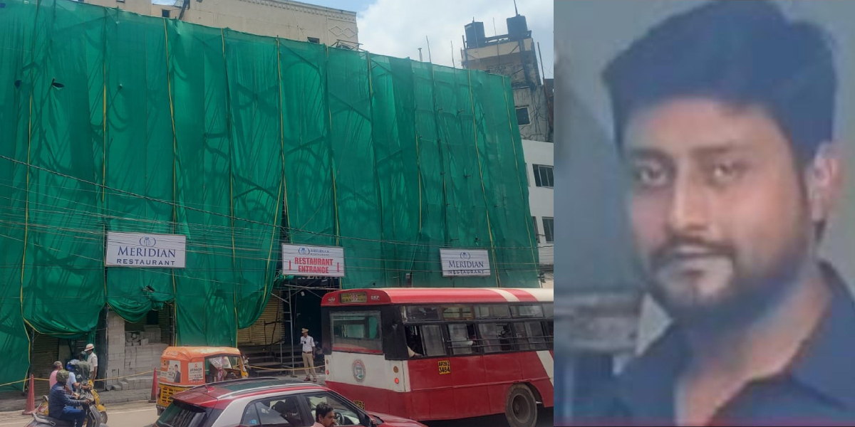 Row over ‘extra curd’ Hyderabad police arrest 5 Meridian restaurant staff after customer dies in a brawl Meridian Restaurant in Panjagutta where Mohammed Liyaqat (right) was beaten to death. (Ajay Tomar/South First)