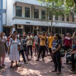 EFLU students raising slogans for anti-sexual harassment committee protest
