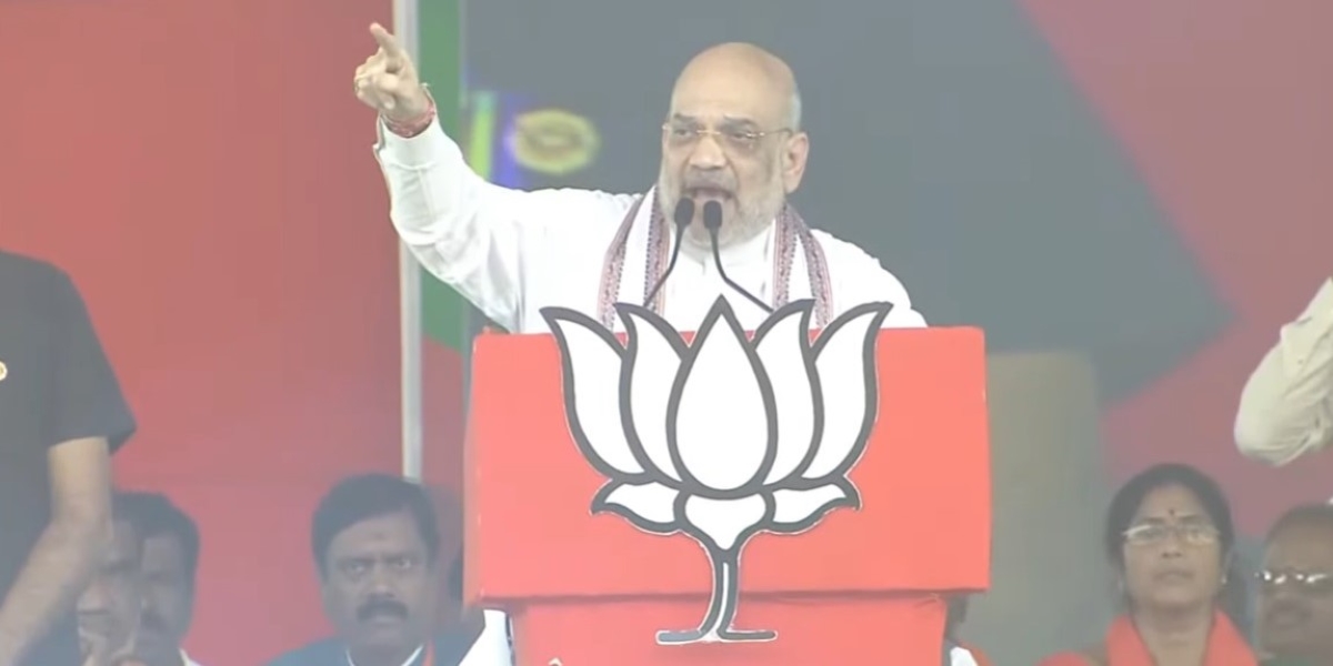 Amit Shah speaking in Adilabad. (X) Amit Shah Adilabad