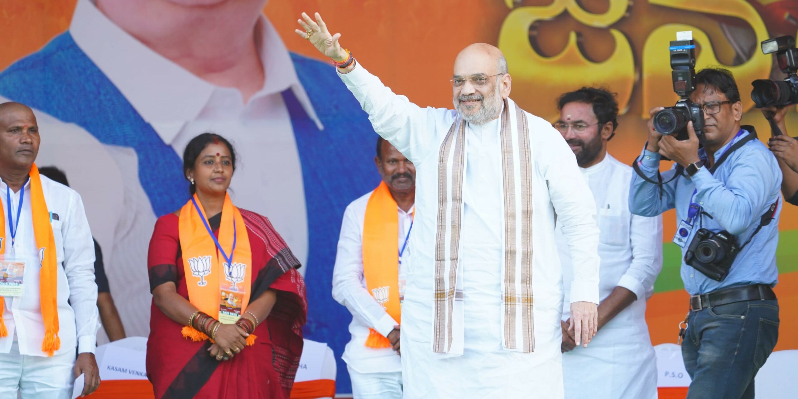 Amit Shah speaking in Suryapet. (Supplied) BC Chief Minister Telangana BJP