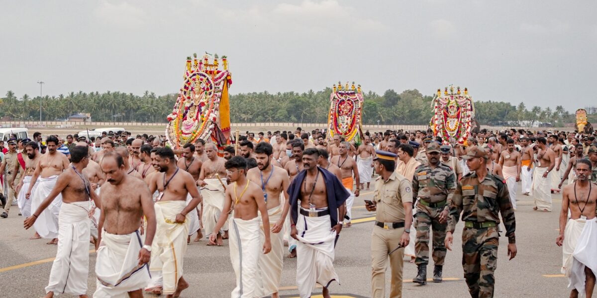 Arattu procession on the Thiruvananthapuram airport runway