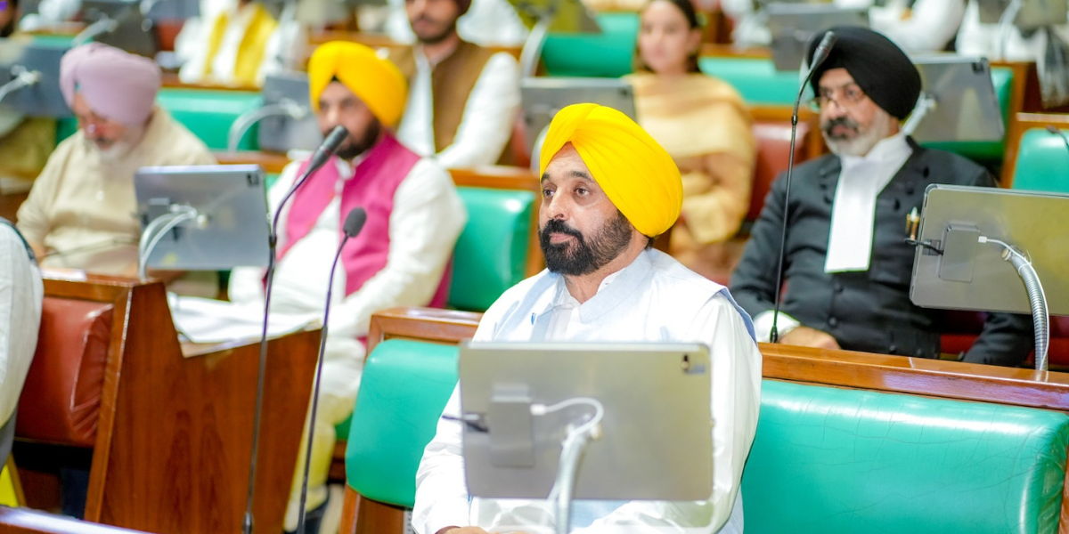 Copy of Untitled (1200 × 600 px) (3) Punjab Chief Minister Mann at the state Assembly session. (Supplied)