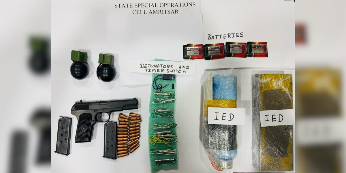 Weapons consignment seized by two arrested accused in Amritsar. (Supplied)