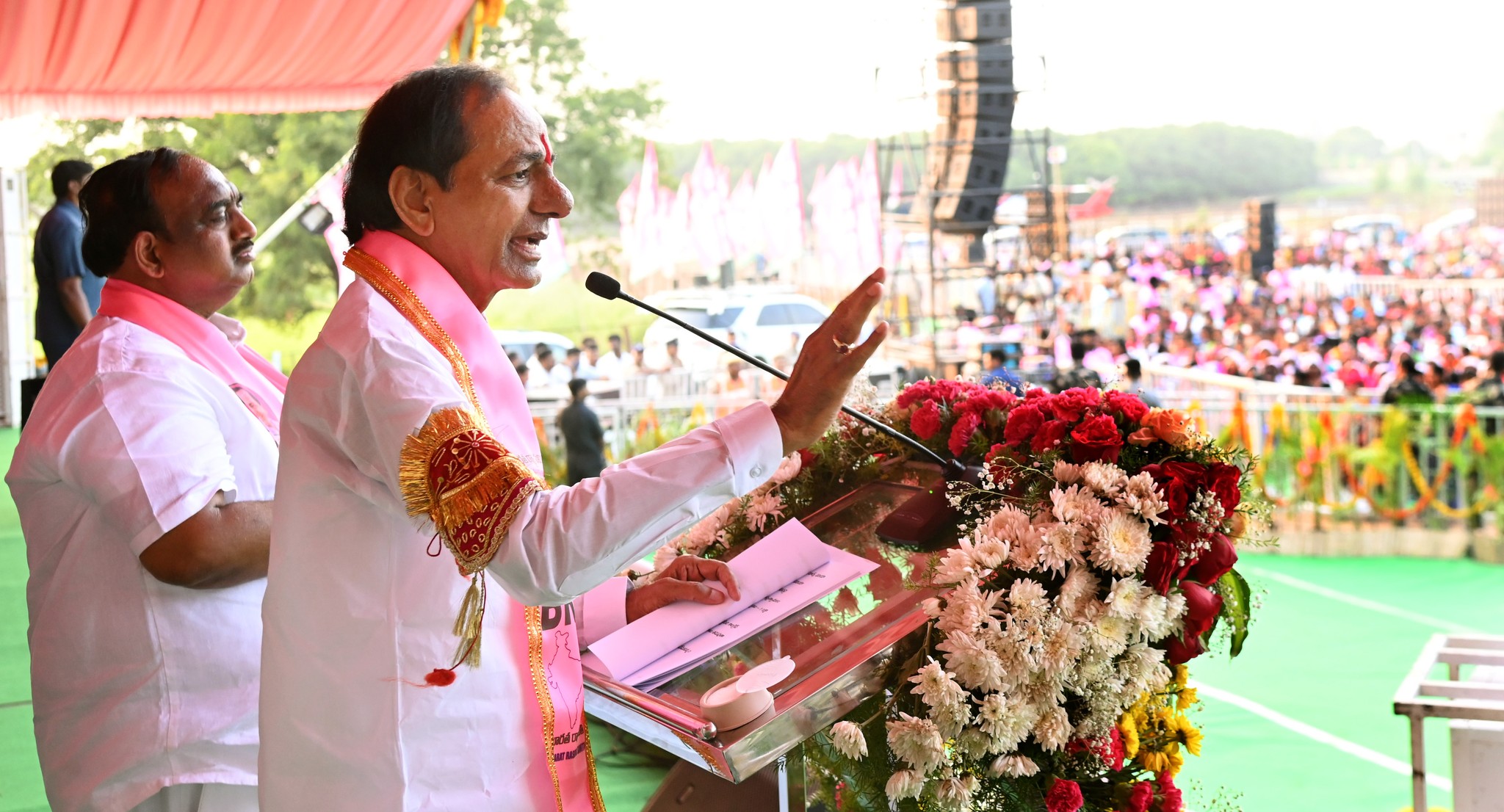 KCR at the Husnabad rally to kickstart the BRS campaign for the Telangana Assembly election. Telangana Assembly election
