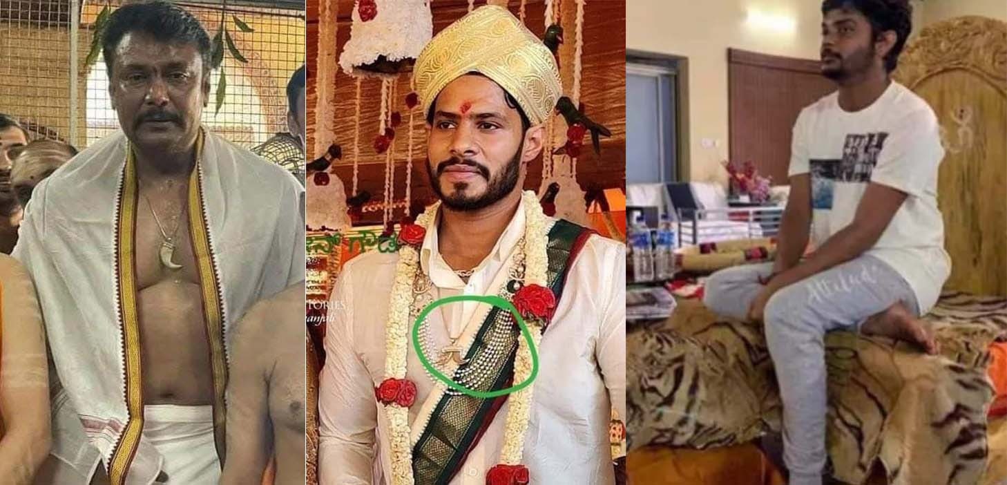 Kannada actors and politicians’ photos with wildlife articles went viral on social media Darshan tiger claw Big Boss