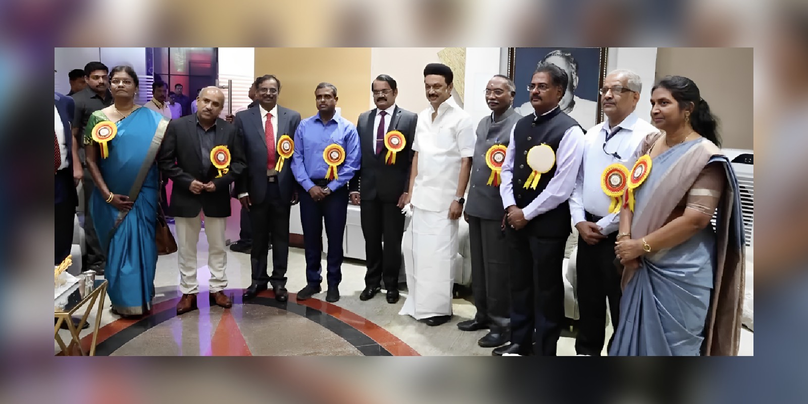 MK Stalin with ISRO scientists MK Stalin with ISRO scientists