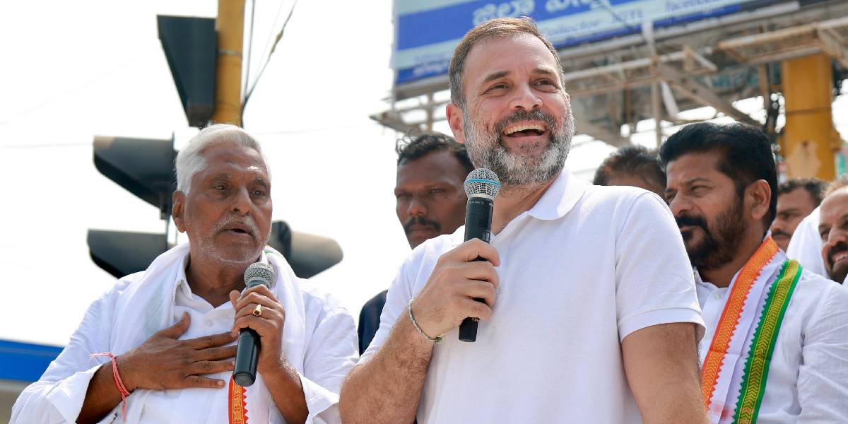 Rahul-Jagtial Senior Congress leader Rahul Gandhi at Jagtial during his campaign in Telangana. (X)