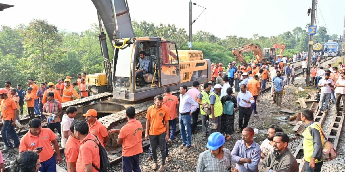 Restoration work at the train accident site