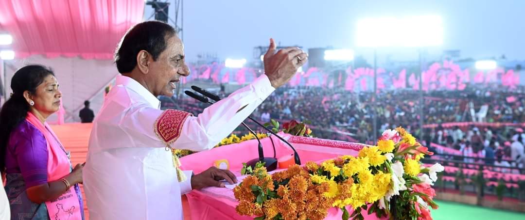 Telangana Chief Minister KCR at an election rally. Telangana Assembly elections KCR
