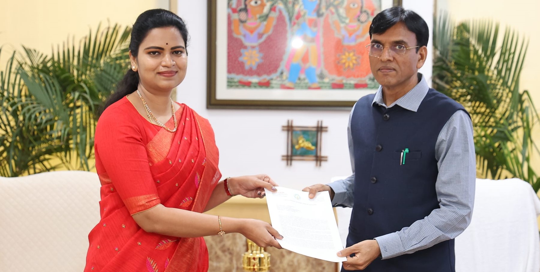 Vadadala Rajani representation to Mansukh Mandaviya Andhra Pradesh Health Minister Vidadala Rajini recently met Union Health Minister Mansukh Mandaviya and demanded the relaxation of two provisions of the new NMC guidelines.