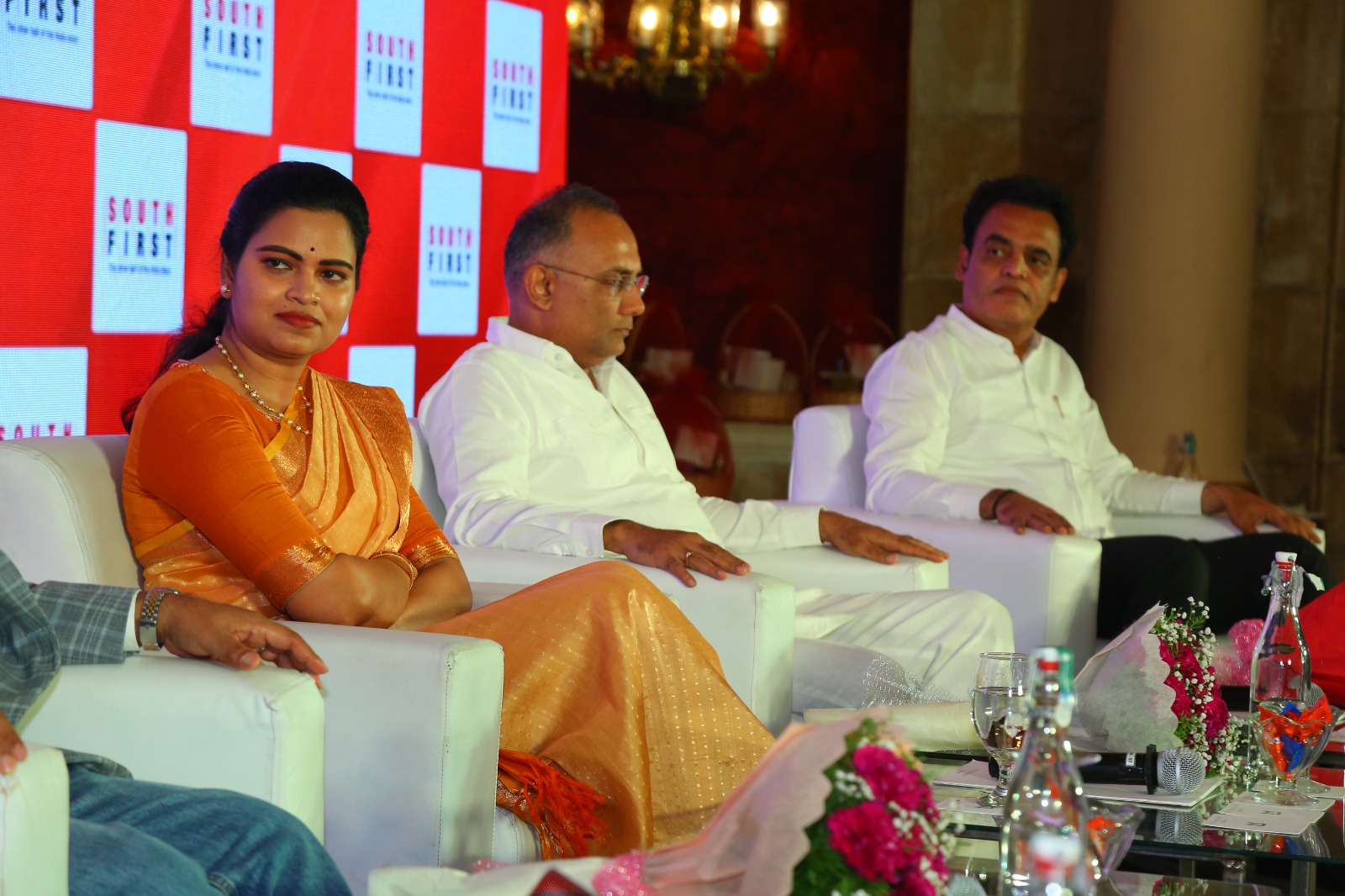 Andhra Pradesh Health Minister Vidadala Rajini, Karnataka Health Minister Dinesh Gundu Rao, and Former Karnataka deputy chief minister Dr CN Ashwath Narayan. (South First)