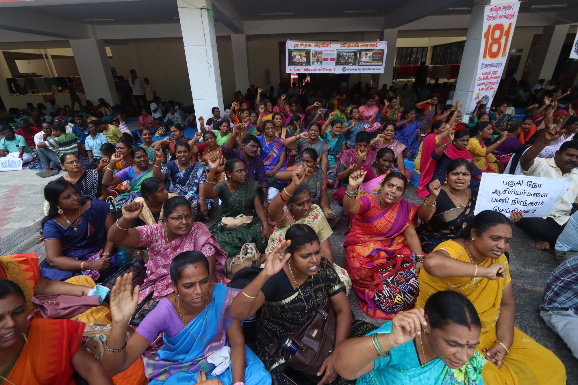 teachers protest in chennai-3 More than 5000 teachers from across Tamil Nadu who staged a protest in Chennai were arrested on Thursday. (Laasya Shekhar/ South First)