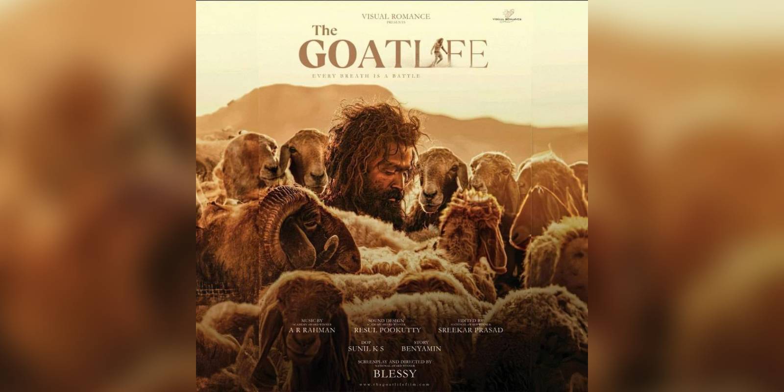 A poster of the film Aadujeevitham A poster of the film Aadujeevitham