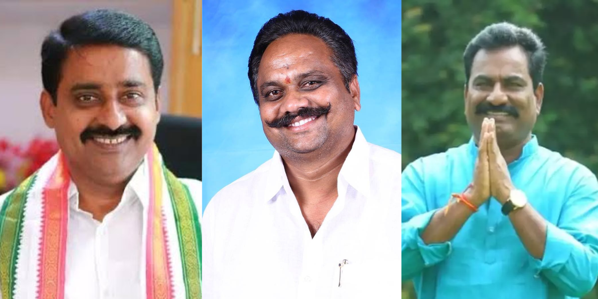 Congress rebels Patel Ramesh Reddy, Gali Anil Kumar, and Janga Ragavareddy. (X)