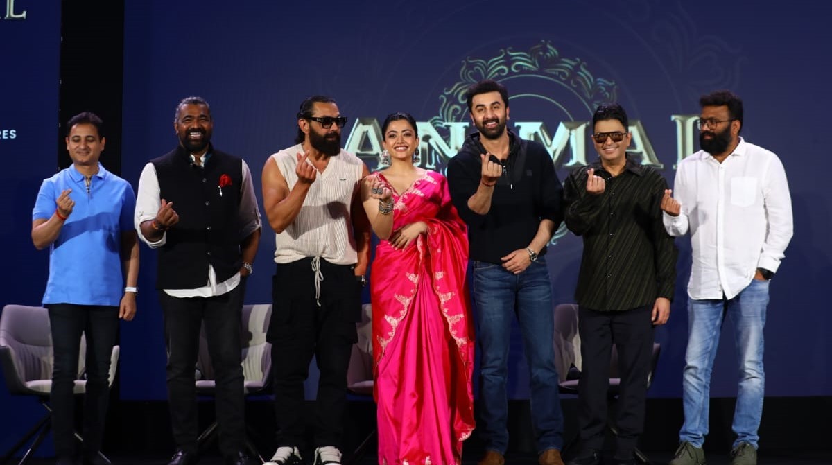 Animal team during promotions in Bengaluru Animal team during promotions in Bengaluru