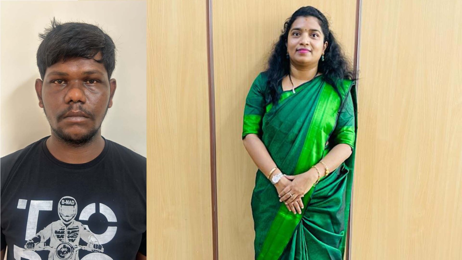 Former driver & Accused Kiran (Left) & Mudered victim Prathima KS the senior geologist (Right) Former driver & Accused Kiran (Left) & Mudered victim Prathima KS the senior geologist (Right)