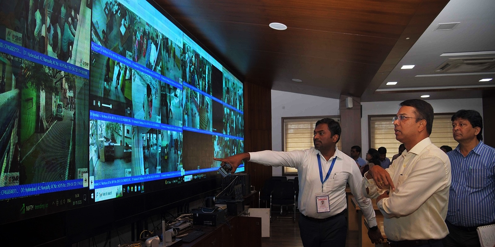 Hyderabad Telangana CEO Vikas Raj and GHMC Commissioner D Ronald Rose, who is also Hyderabad's district election officer, monitor the polling situation from the Integrated Command and Control Room set up for the Telangana Assembly Elections.