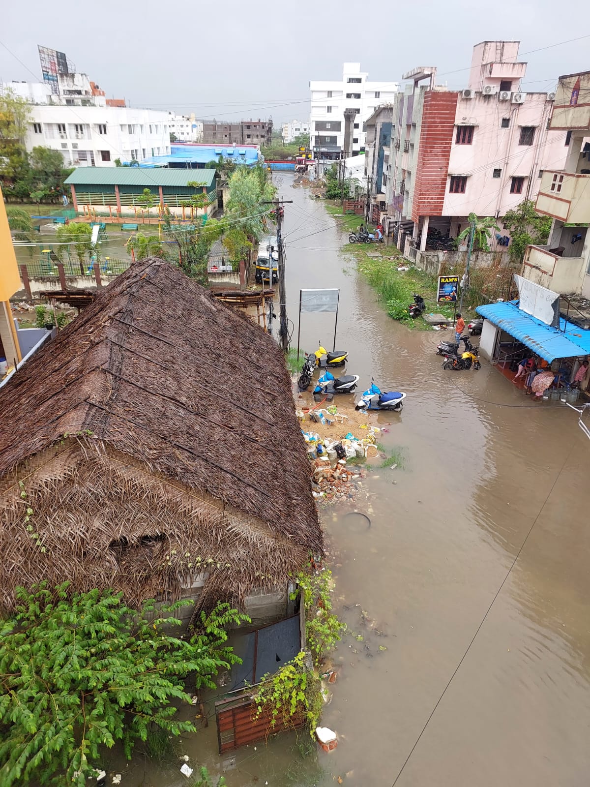 A water-logged street at Perumbakkam, South Chennai. (Supplied)
