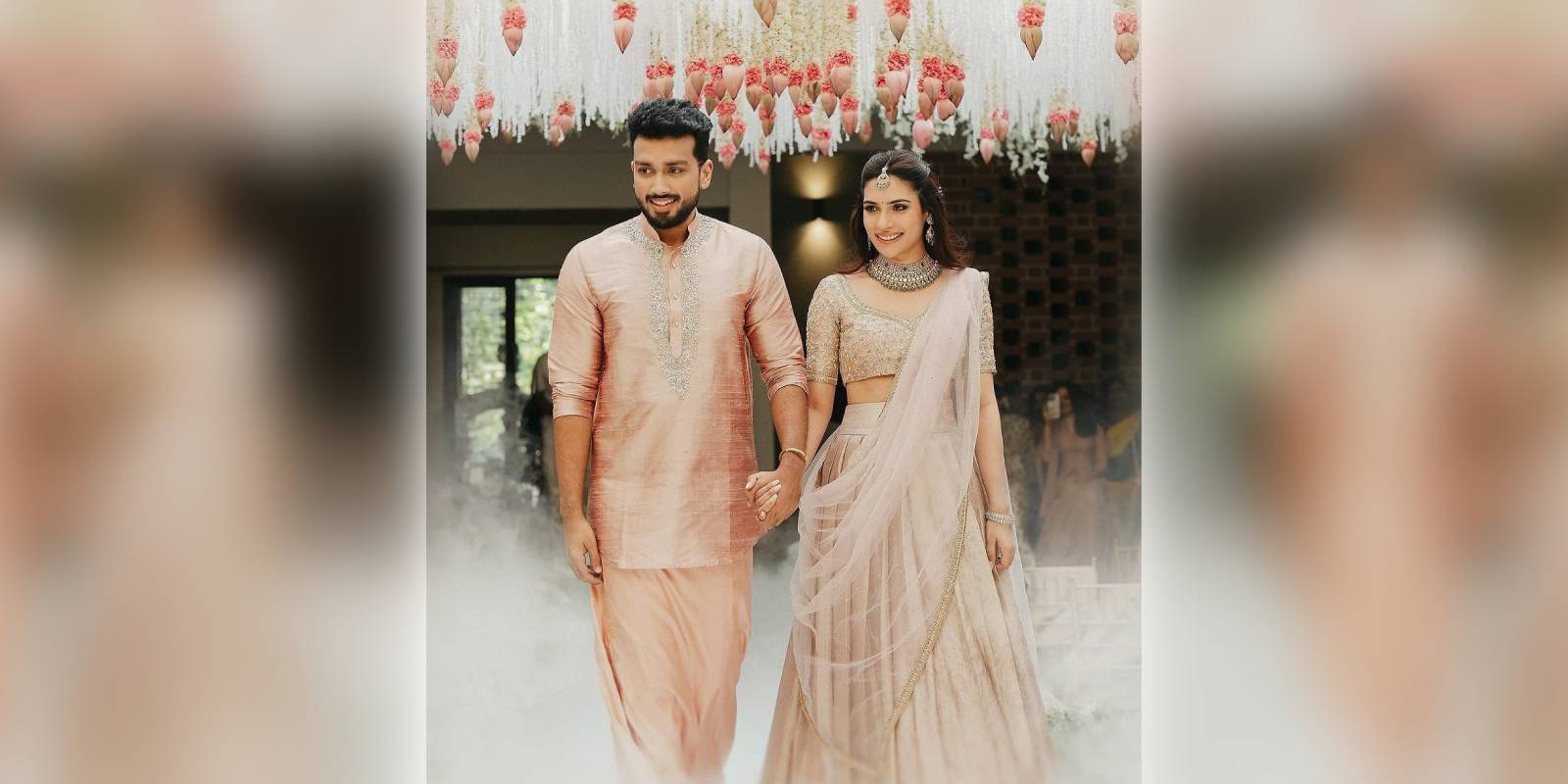 Kalidas Jayaram and Tarini Kalingarayar engagement