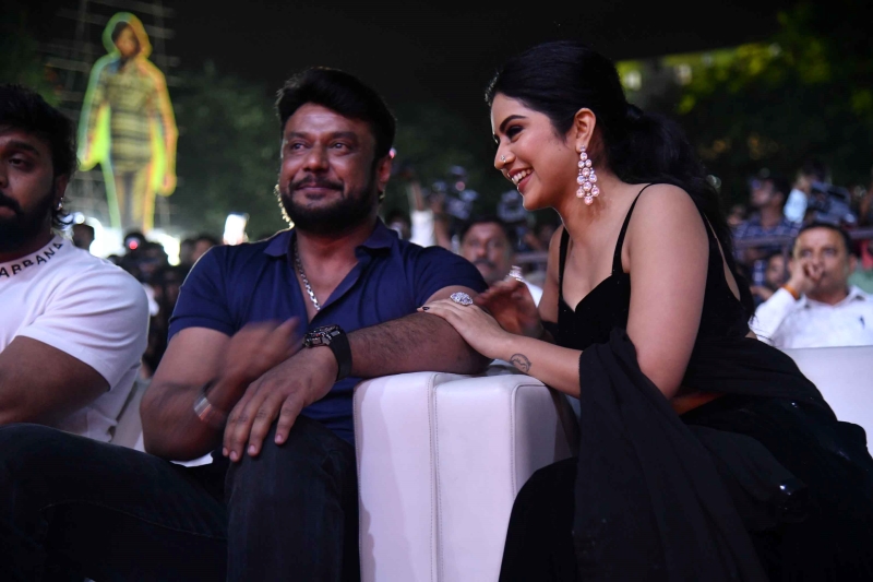 Megha Shetty with Darshan at kaiva trailer launch