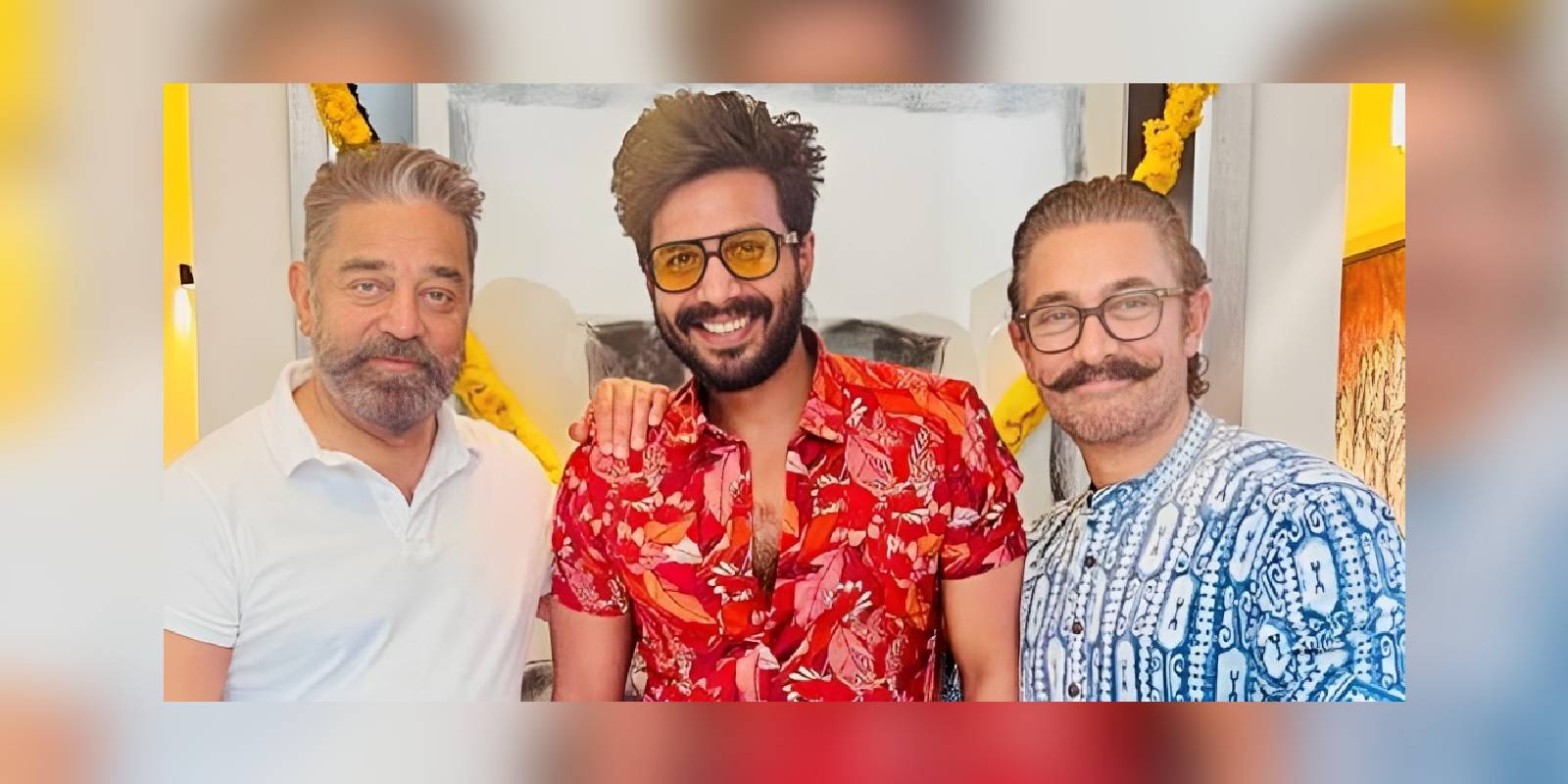 Vishnu Vishal with Kamal Haasan and Aamir Khan