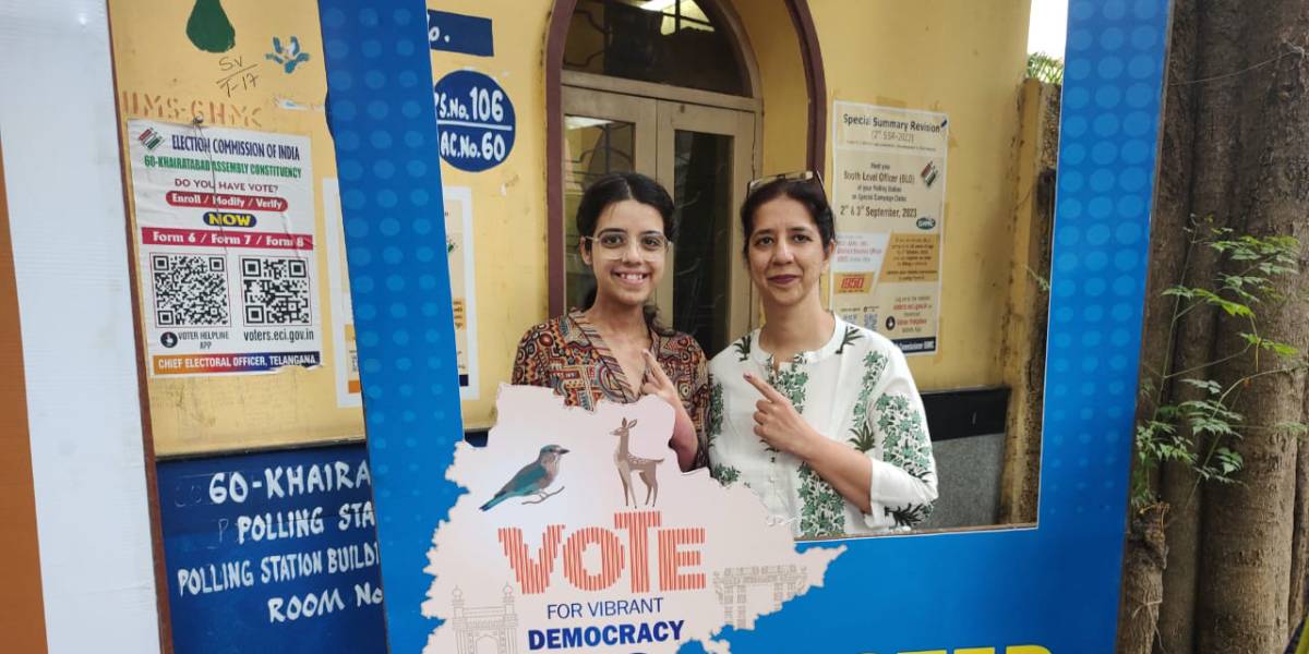 Telangana election polling Among the 15 constituencies in Hyderabad, the highest voter turnout was observed in Secunderabad Cantonment (47.14 percent), Goshamahal (45.79 percent), Khairatabad (45.5 percent). (Ajay Tomar/South First)
