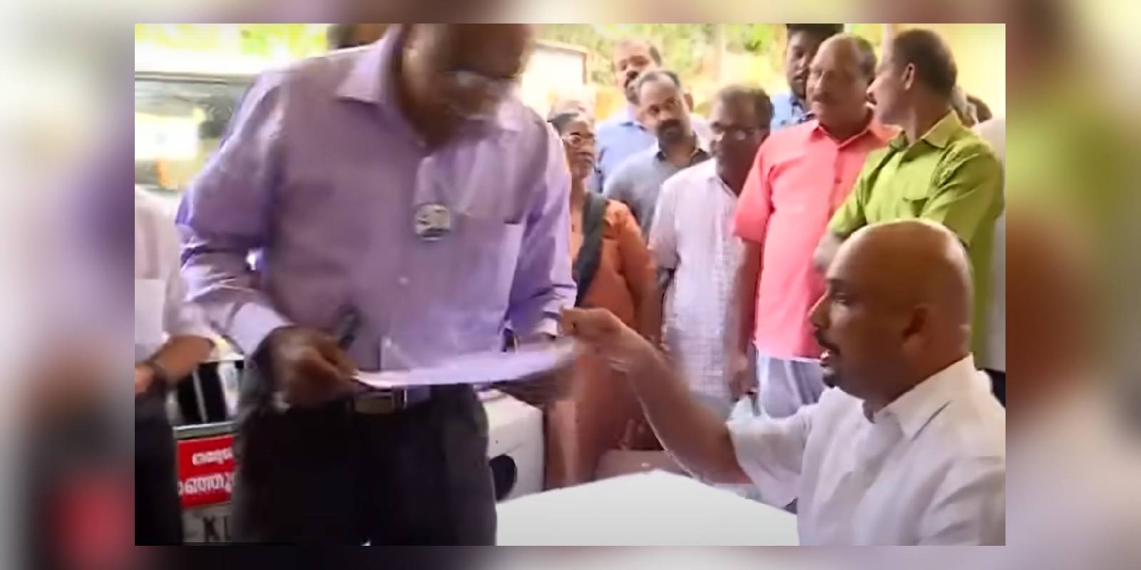 Industrialist Shajimon George protesting