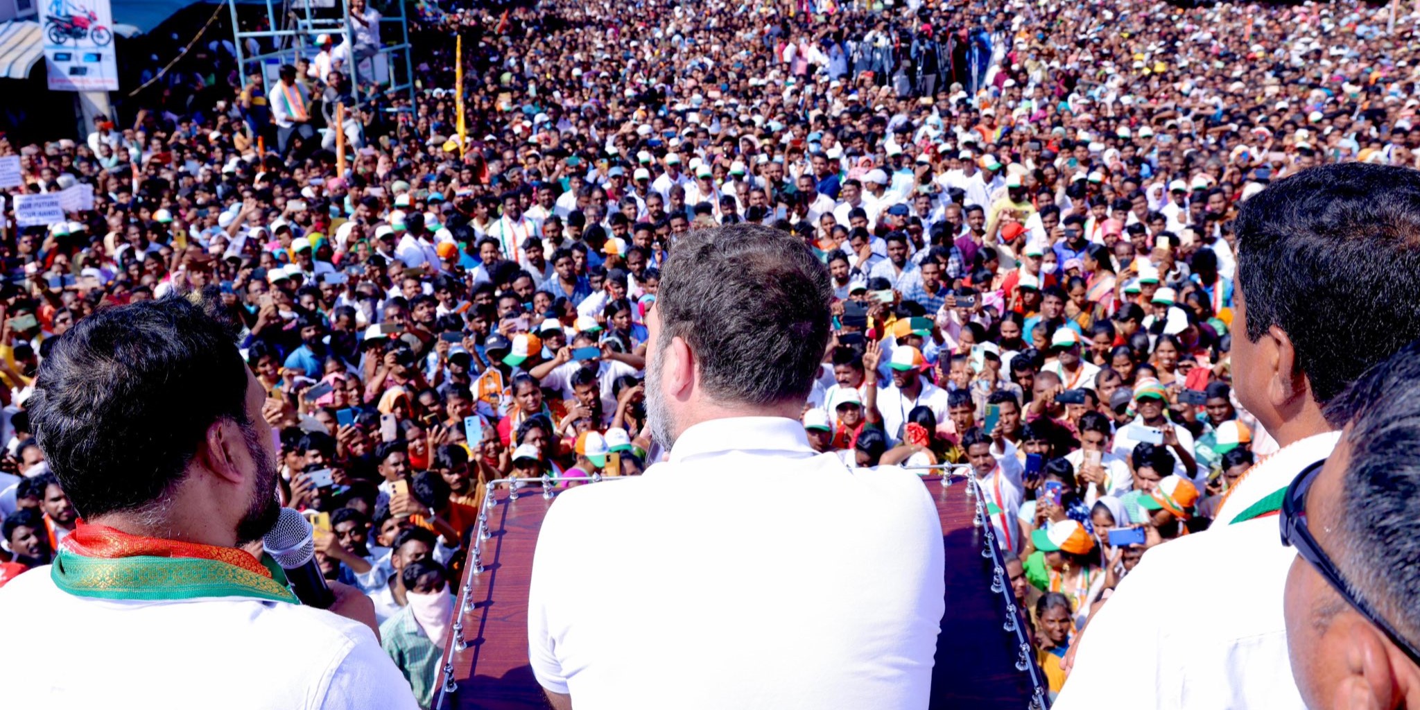 Rahul Gandhi in Telangana Congress MP Rahul Gandhi at an election rally in Telangana.