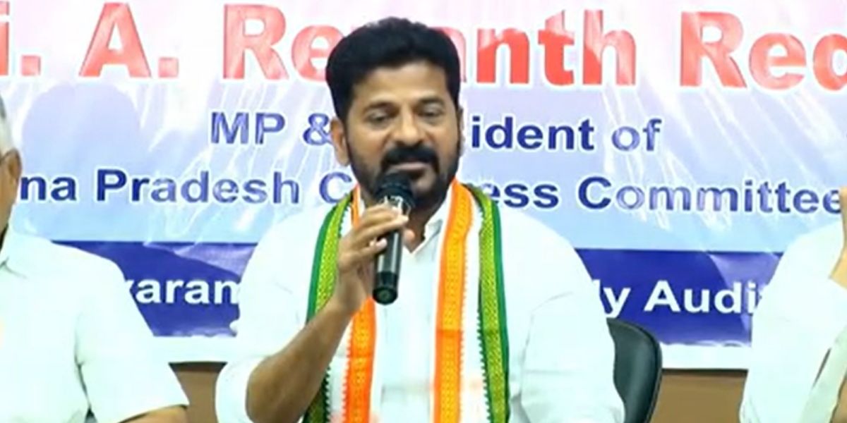 Revanth Reddy addressing media. (Screengrab) Congress's Revanth Reddy addressing the media. (Screengrab)