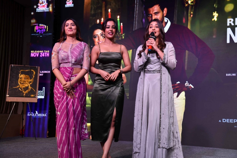 Sonal Monteiro, Advithi Shetty and Ruhani Shetty at the Sugar Factory trailer launch