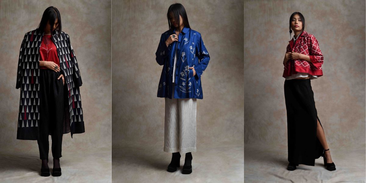 The materials underwent a hand-dyeing process, adopting rich hues of plum, blue, midnight green, and black. (Supplied) The materials underwent a hand-dyeing process, adopting rich hues of plum, blue, midnight green, and black. (Supplied)