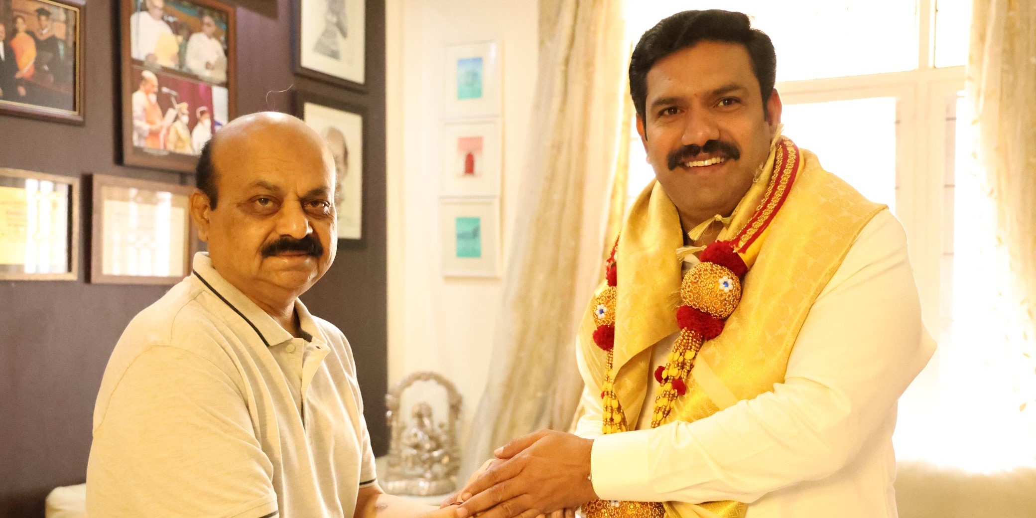 Vijayendra meeting Bommai. (X) Vijayendra meeting Bommai