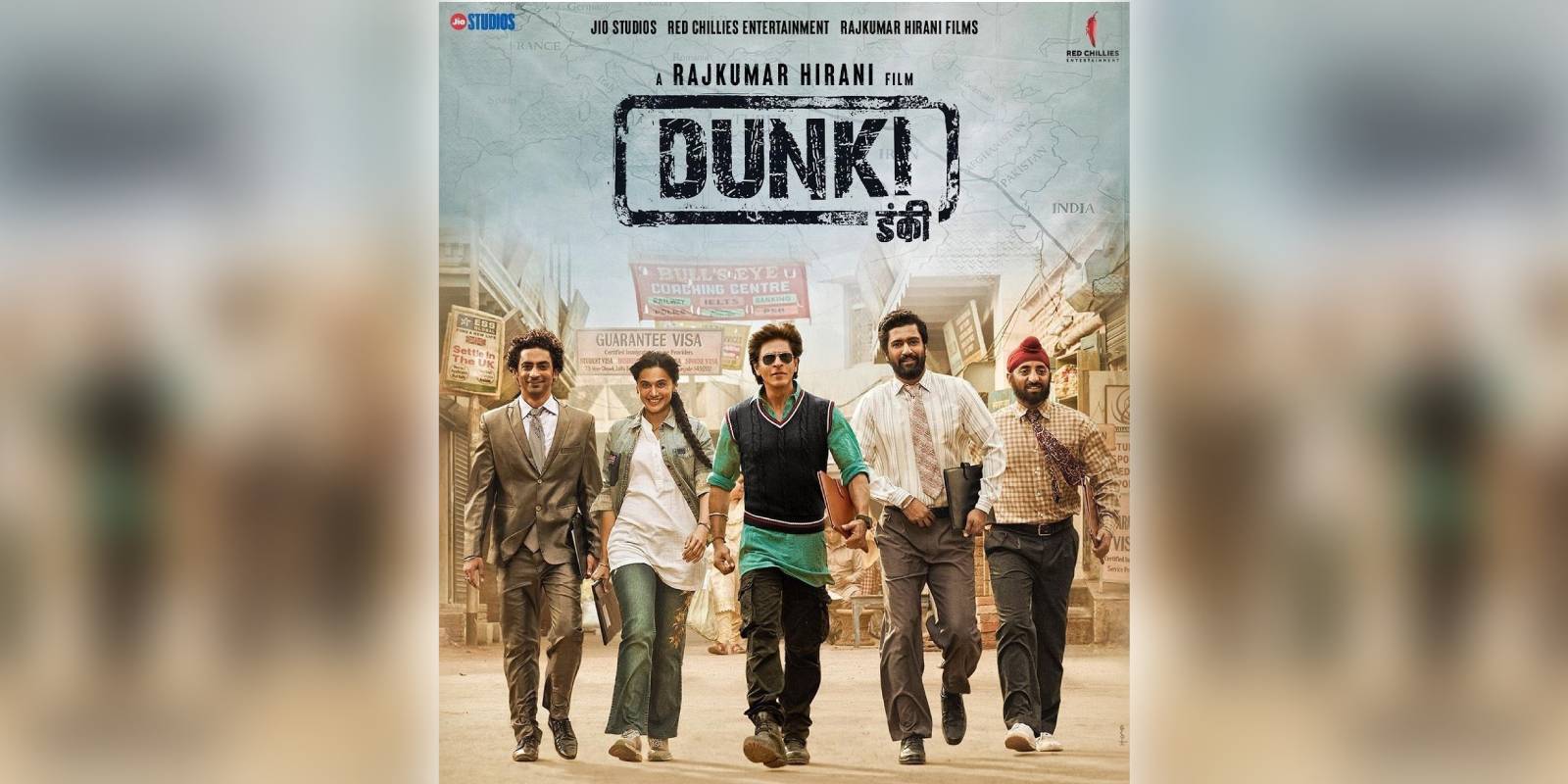 A poster of the film Dunki A poster of the film Dunki