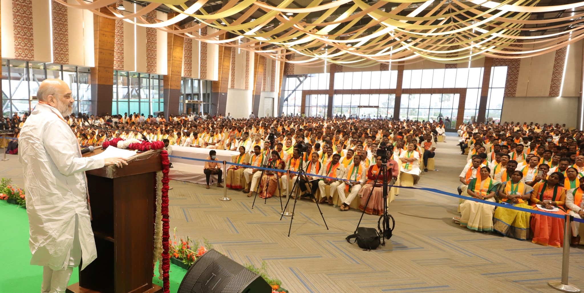 Amit Shah with BJP leaders in Telangana Amit Shah with BJP leaders in Telangana