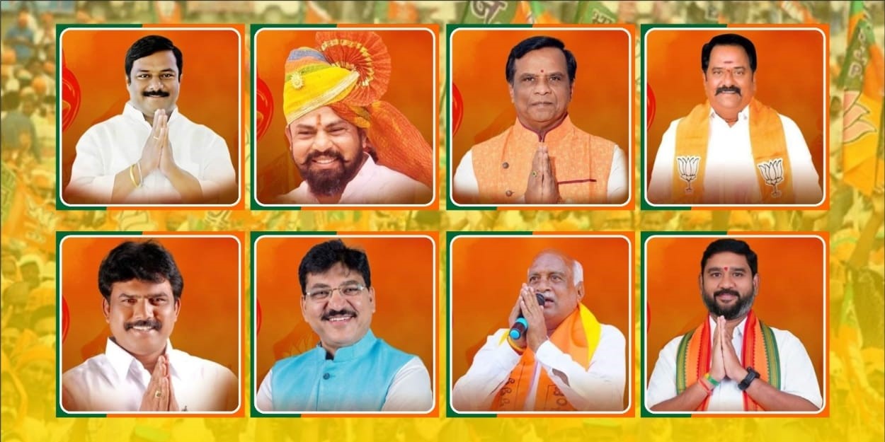 BJP winners (Clockwise from top left) The BJP's winners: A Maheshwar Reddy from Nirmal, T Raja Singh from Goshamahal, Dhanpal Suryanarayana from Nizamabad Urban, K Venkataramana Reddy from Kamareddy, P Harish Babu from Sirpur, Rama Rao Pawar from Mudhole, P Rakesh Reddy from Armur, and Payal Shankar from Adilabad.