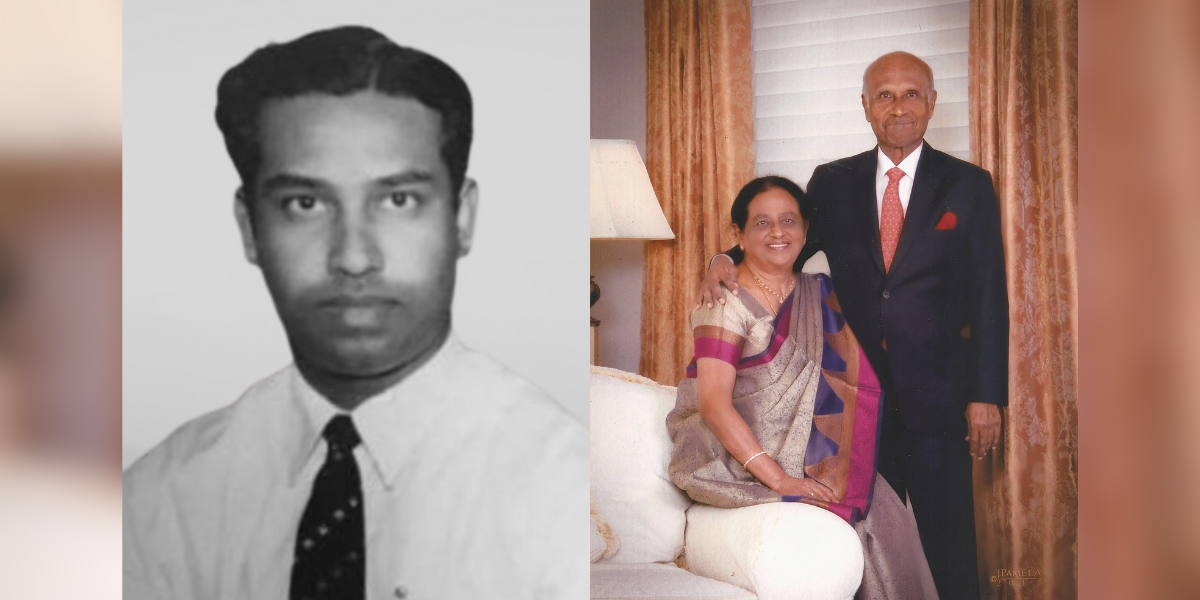 A young MM Rajendran (left), Rajendran and his wife (right). (Wikimedia Commons)