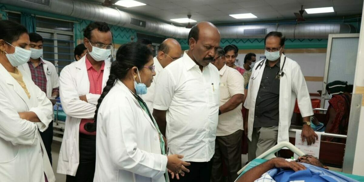 Health Minister interacting with the gas leak victims Health Minister interacting with the gas leak victims