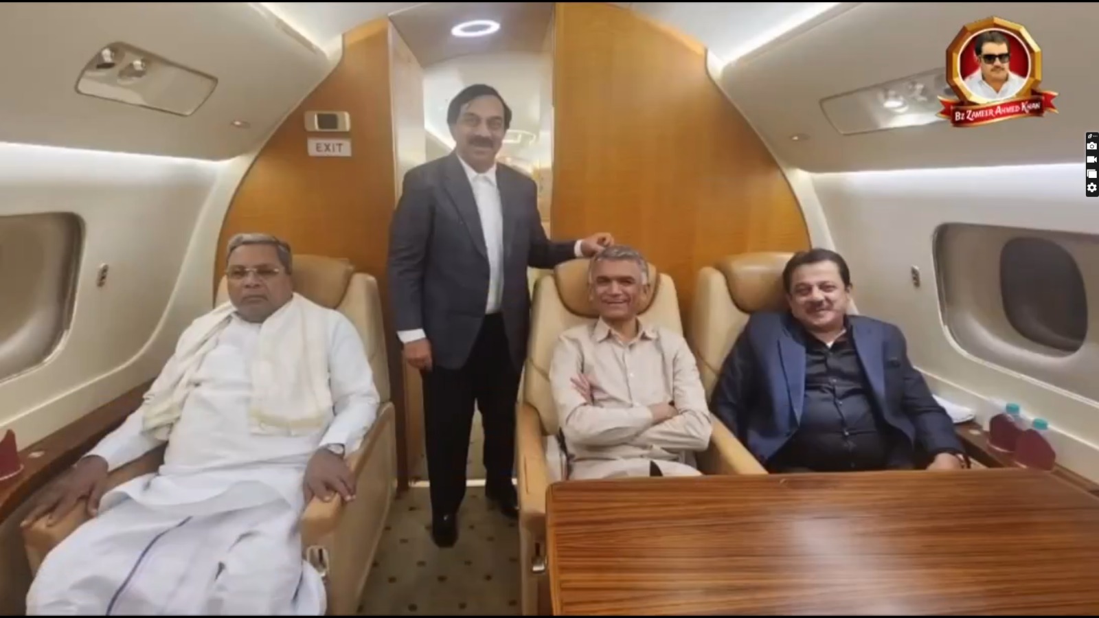 Jet-travel-1 CM Siddaramaiah, Revenue minister Krishna Byregowda and Housing Minister Zameer Ahmed Khan among other inside the luxurious private jet