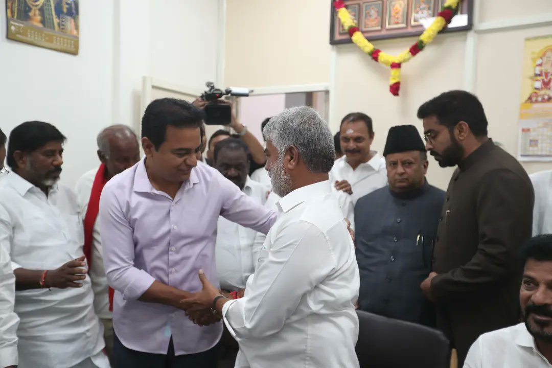 KTR-KUMAR BRS working president KT Rama Rao said the party did not field a candidate since K Chandrashekar Rao wanted Gaddam Prasad Kumar to elected unopposed. (File pic/X)
