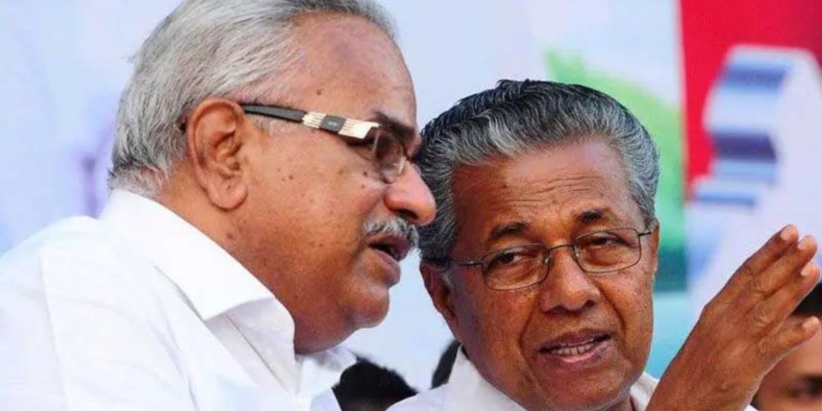 Kanam Rajendran with Chief Minister Pinarayi Vijayan. (KB Jayachandran/South First) Kanam Rajendran with Chief Minister Pinarayi Vijayan