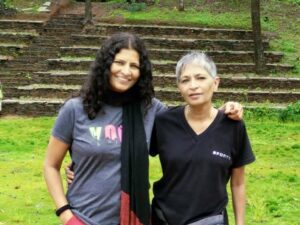 Kavitha Lankesh with her sister Gauri Lankesh
