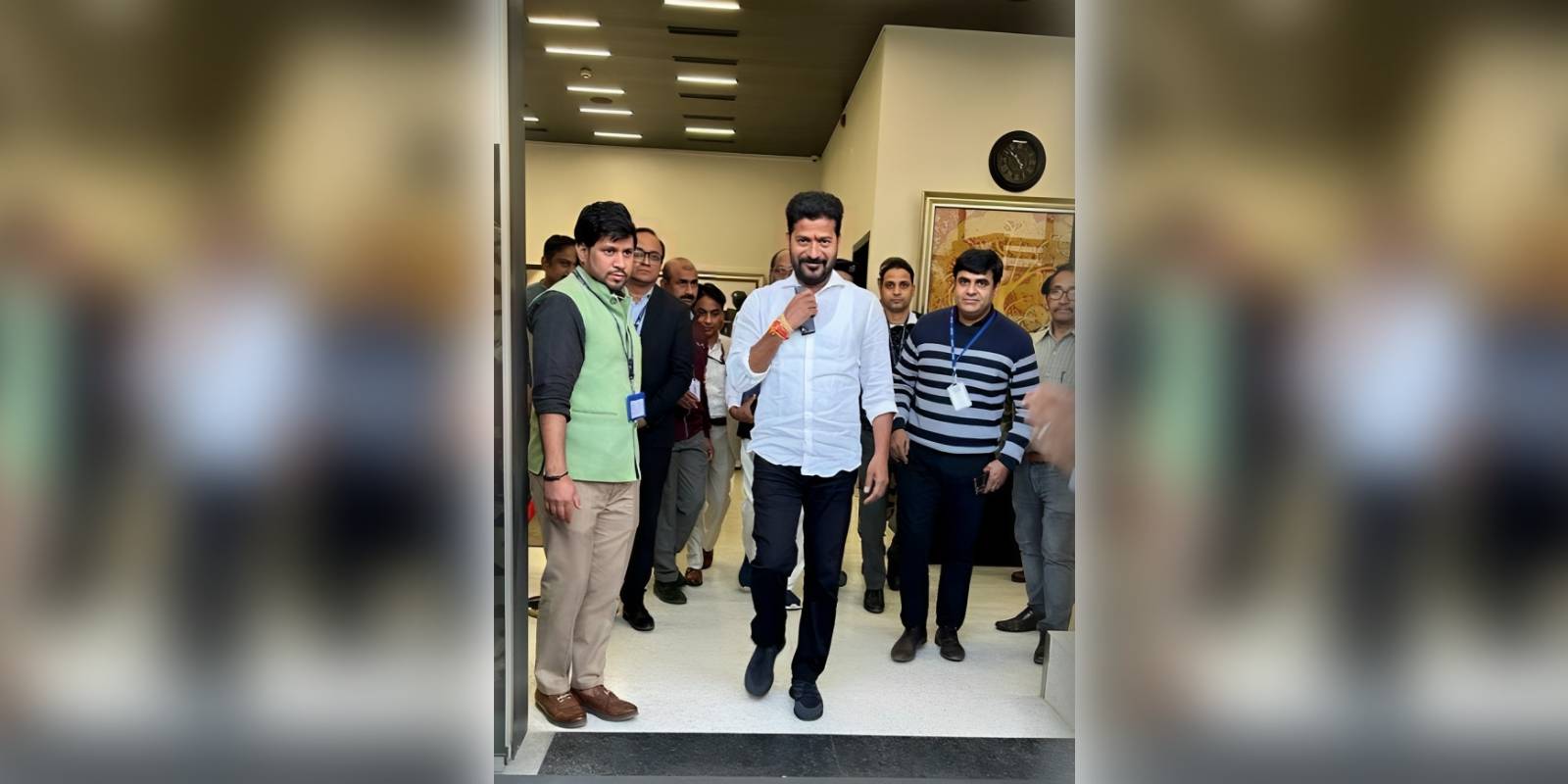 Telangana Chief Minister on his arrival in New Delhi to discuss portfolio allocations Telangana portfolios