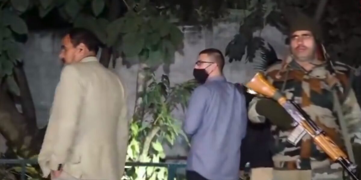 Officials examining the blast site