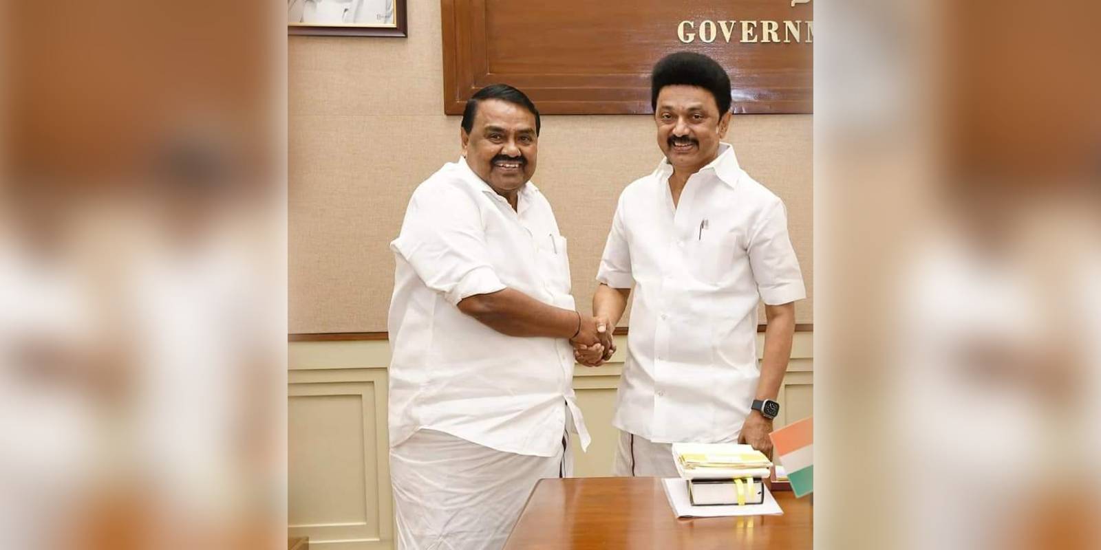 RS Rajakannappan with CM Stalin RS Rajakannappan with CM Stalin